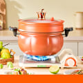 Miniatyrbilde 6 av 6: Gresskar gryte multifunksjonell støpejern lite trykk koker braise koke damp stuing nonstick gryter matlaging gryter
