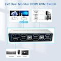 Pikkukuva 4 / 6: Kaksois näyttö HDMI DisplayPort KVM kytkin 4K 60Hz 2X2 sekoitetut tulot DP HDMI KVM kytkin