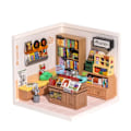 Miniatyrbillede 1 af 5: Plast Hus Bygning Sæt Mini Dukke Hus Fascinerende Bog Butik Gør det selv Miniature Hus Kit med LED lys
