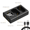 Miniatyrbilde 4 av 6: Dobbel LED USB Batteri lader Kompatibel med sony A7III A7RIII a73 a7r3 A9 kameraer