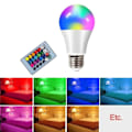 Pikkukuva 4 / 6: E27 LED RGB lamppu kohdevalo polttimo kaukosäädin ohjaus LEd polttimo