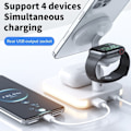 Miniatyrbillede 6 af 8: 4 I 1 Magnetisk Trådløs Oplader Stativ Til iPhone 14 13 12 Pro Max Apple Apple 8 7 6 Airpods  Hurtig Opladning Dock Station