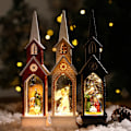 Miniatyrbilde 2 av 8: jul LED lys simulering kirke hus lysende hytte god jul pynt