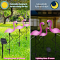 Miniatyrbillede 7 af 9: 3 STK Flamingo Solar Lys IP55 Vandtæt LED Pink Flamingo Stake Lys Landskab Jord Lampe