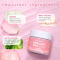 Miniatyrbillede 4 af 6: Lyserød ler maske ansigt hud blødgørende blødgør kaolin afgiftende porer rensende rose mudder maske