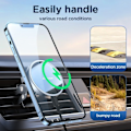 Pikkukuva 8 / 11: 15W Qi magneetti auto puhelimen pidike langaton laturi iPhonelle 14 13 12 sarja nopea ilma tuuletin lataus