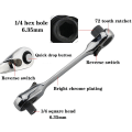 Miniatyrbillede 4 af 9: 2 i 1 Mini Hex Bit Driver Skruetrækker Håndtag Tovejs Quick Release Nøgle Skruenøgle Dobbelt hoved skralde fatning nøgle
