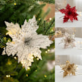 Miniatyrbillede 4 af 10: Glitter kunstig jule blomster jule træ pynt hjem falske blomster jule pynt