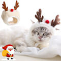 Miniatyrbillede 2 af 8: Jul Hvalpe Hund Kat Kostume Xmas Kat Julemand Elge Hat med bandana hagesmæk tørklæde sæt kat tilbehør