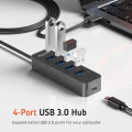 Miniatyrbild 4 av 6: USB 3.0 HUB 5Gbps Hög Speed 4 Portar USB Splitter med Typ C Laddning Port USB Extension Hub