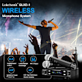 Miniatyrbild 2 av 6: Professionell trådlös mikrofon system dubbel kanal UHF fast frekvens sladdlös handhållen dynamisk mikrofon