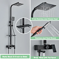 Miniatyrbillede 4 af 5: Rozin regn badeværelse bruser vandhane sæt med bidet mixer hane sort væg monteret messing badekar kabine system med stativ