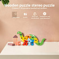 Miniatyrbillede 4 af 7: 3D Stereoskopisk Træ Puslespil Tegnefilm Dinosaur Dyr Form Farve Kognitiv Pædagogisk Spil Montessori Legetøj