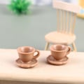 Miniatyrbillede 4 af 5: Dukkehus Mini Te Set Tekop Kaffe Kop W/Tray Plade Køkken Dekor Legetøj