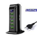 Miniatyrbild 4 av 7: 5 Multi Port USB Laddare Hub För Mobil Telefon EU  Plug LED Display USB Laddning Desktop Station Dock laddare