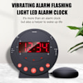 Miniatyrbillede 3 af 6: Super højt alarm ur med seng ryster stort LED display USB opladning port vibrerende alarm
