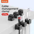 Miniatyrbilde 2 av 8: PZOZ 6 stk kabel organisering ledelse ledning holder usb kabel vinder skrivebord ryddig klemmer for mus øretelefon ledning data linje beskytter