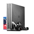 Miniatyrbilde 1 av 5: Vertikal kjøling vifte stativ for PS4/PS4 Slim/PS4 PRO konsoll Dobbel kontroller LED lader stasjon