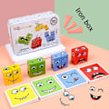 Miniatyrbillede 8 af 9: Terning Face Change Byggeklodser Bræt Spil Træ Puslespil Montessori Udtryk Træklodser