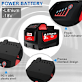 Miniatyrbillede 2 af 8: 18V For Milwaukee M18 Batteri M18B6 XC 7.0 Ah Li-Ion 48-11-1860 48-11-1852 Eller Oplader