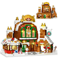 Miniatyrbild 1 av 7: LED ljus stad jul gata vy pepparkakor hus byggnad klossar figurer tegelstenar leksaker