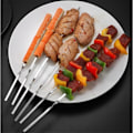 Miniatyrbilde 5 av 7: 10 stk Gjenbrukbare grill spyd med oppbevaring rør rustfritt stål grill nål pinne for utendørs camping piknik verktøy