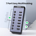 Miniatyrbilde 7 av 7: USB C Hub 5Gbps 7 Porter USB3.0 Splitter med Individual OFF/ON Switch LED Indicator  for PC Baptop MacBook Pro/Air