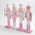 Miniatyrbilde 5 av 11: Nøtteknekker Rosa Glitter Soldat Dukke Kreativt Håndverk Figurin Tre Dukke Jule Gaver Ornamenter