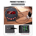 Miniatyrbillede 6 af 6: Super højt alarm ur med seng ryster stort LED display USB opladning port vibrerende alarm