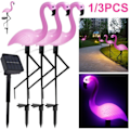 Miniatyrbillede 2 af 9: 3 STK Flamingo Solar Lys IP55 Vandtæt LED Pink Flamingo Stake Lys Landskab Jord Lampe