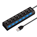 Miniatyrbild 1 av 5: Hög Speed 7 Portar USB HUB 2.0 Adapter Expander Multi USB Splitter Multiple Extender med LED Lampa