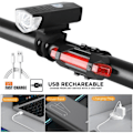 Miniatyrbillede 4 af 7: USB Genopladelig Cykel Lys Sæt Foran Lys med Baglygte Nem at installere 3 Modes Cykel Tilbehør