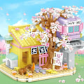 Miniatyrbillede 2 af 8: Creative Street View Izakaya Sakura Hus Model Bygning Klodse By Cherry Blossom Hut MOC Bricks