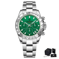 Miniatyrbillede 4 af 10: Rustfrit stål Bezel Mænd Quartz Armbåndsure Luksus Safir Glas Kronograf Ur