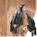 Miniatyrbillede 4 af 7: Falsk ravn harpiks statue fugl krage skulptur udendørs krager halloween indretning kreativ til have