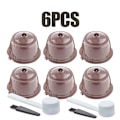 Miniatyrbillede 7 af 7: 6 stykker Genanvendelig Kaffe Kapsel Til Nescafe Dolce Gusto Maskin Genopfyldelig Kaffe Kapsel Filter kop Kit