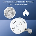 Miniatyrbild 5 av 6: Rund Universal Power Strip Bärbar Förlängning sladd Socket Plug USB Telefon Laddare