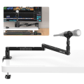 Miniatyrbillede 2 af 7: Lavt niveau mikrofon stativ skrivebord mikrofon bom arm justerbar klemme klemme støtte