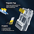 Miniatyrbillede 3 af 6: 50 stykker RJ45 stik Cat5e Cat6 Pass Through EZ to Crimp Modular Plug for Solid Stranded Network Cable