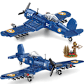 Miniatyrbillede 1 af 4: Teknisk Militær Bomber Model Bygge Klodser F4U Angreb Fly Helikopter Klodser Legetøj