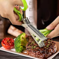 Miniatyrbillede 6 af 7: Multifunktionel Muti Lag Rustfrit Stål Knive Multi-Layers Køkken Saks Forårsløg Kutter Urter Laver Krydderier Kog Værktøj Klip
