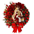 Miniatyrbild 1 av 6: Helig jul krans med ljus konstgjorda hängande prydnader framsida dörr vägg dekorationer