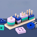 Pikkukuva 2 / 6: Baby Blocks Shape Pulma Lapset Puiset Rakennus Block lelut Varhaisopetus Värit Montessori Koulutuslelut