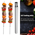 Miniatyrbilde 4 av 7: 10 stk Gjenbrukbare grill spyd med oppbevaring rør rustfritt stål grill nål pinne for utendørs camping piknik verktøy