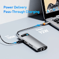 Pikkukuva 4 / 6: USB C keskitin 4K@30Hz USB C HDMI-yhteensopiva 8-in-1 USB Hub RJ45 PD 100W sovitin