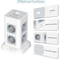 Miniatyrbild 6 av 6: Tower Power Strip Multi Uttag med USB, 2M Förlängningskabel EU kontakt Vertikal Elektrisk Socket Överspänningsskydd för hem
