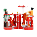 Miniatyrbilde 1 av 7: Bygg Blokk Gate Utsikt Med Figurer Samle En Fiery Dragon Montering Klosser Leker