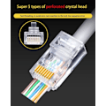Miniatyrbillede 7 af 7: 50 pc'er RJ45 stik Cat6 stik netværk uskærmet RJ45 perforeret krystal hoved netværk kabel