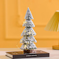 Miniatyrbillede 7 af 8: Tårn Shaped Flocked Jule Tree Mini Ceder Tree Desktop Ornament Home Jule Dekoration