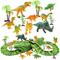 Miniatyrbillede 6 af 7: 153 stykker Dinosaur Elektrisk Jernbane Bil Jernbane Legetøj Sæt Fleksibelt Udskiftelig Samlet Byggeklodser Bane til børn
